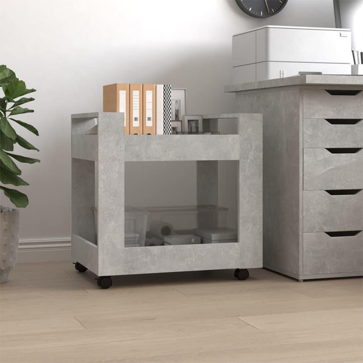 VIDAXL Chariot de bureau Gris beton 60x45x60 cm Bois d'ingenierie