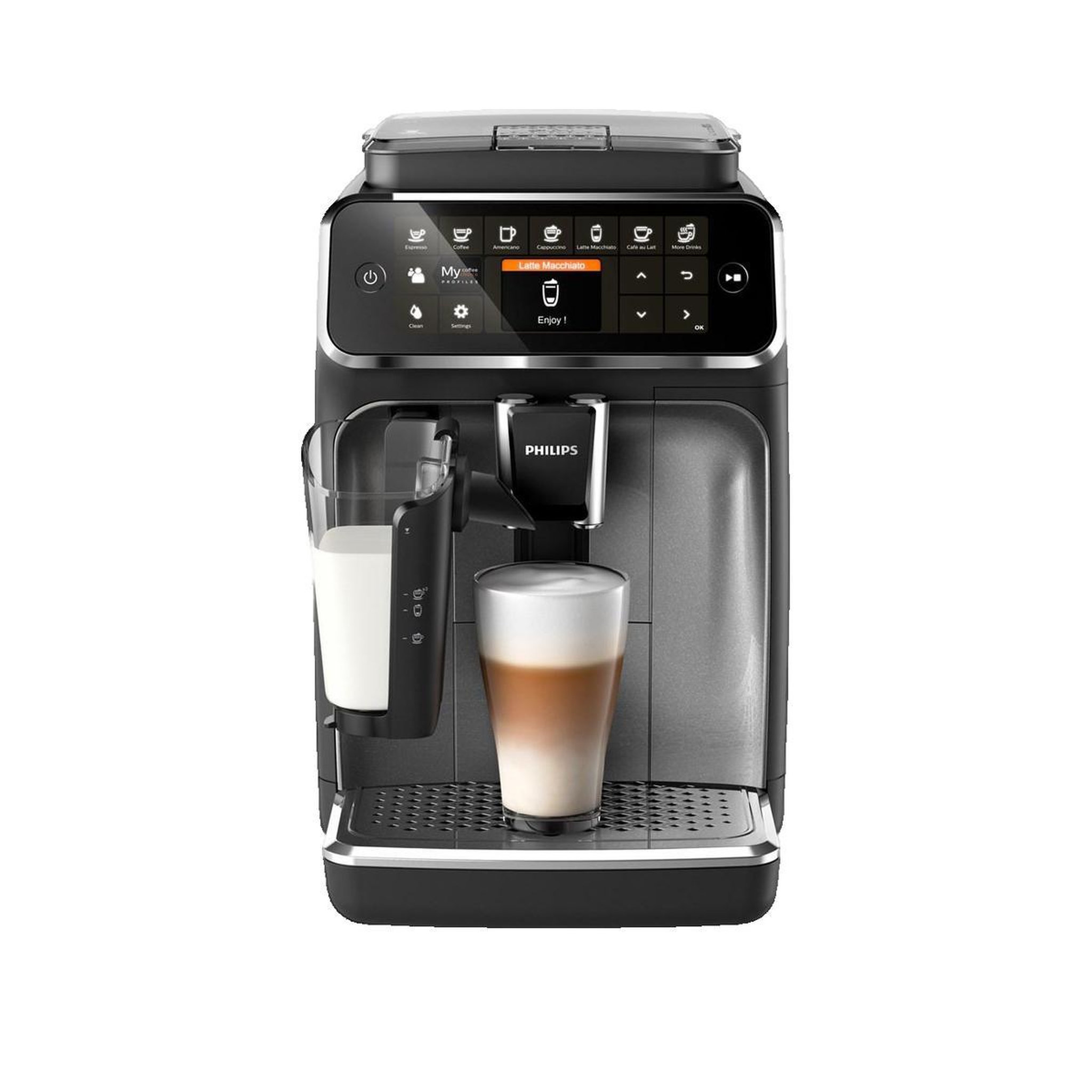 Voir la diapositive 2 : Philips Machine à café entièrement automatique Philips 4300 Series EP4346/71 noire et argent