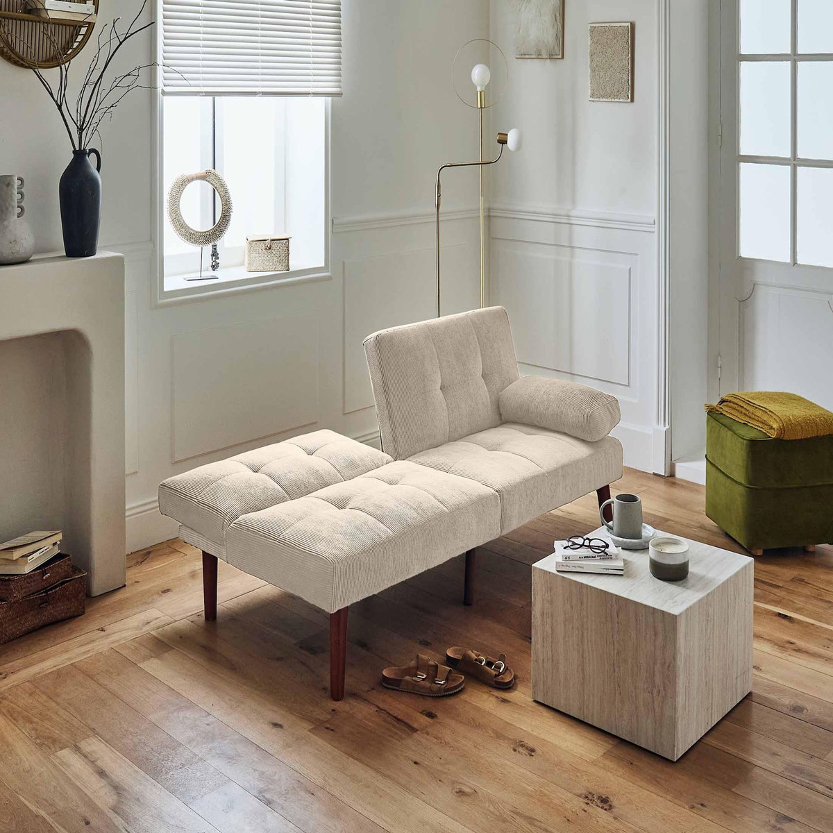 BEST MOBILIER Philae - canapé convertible clic-clac 2 places - velours côtelé