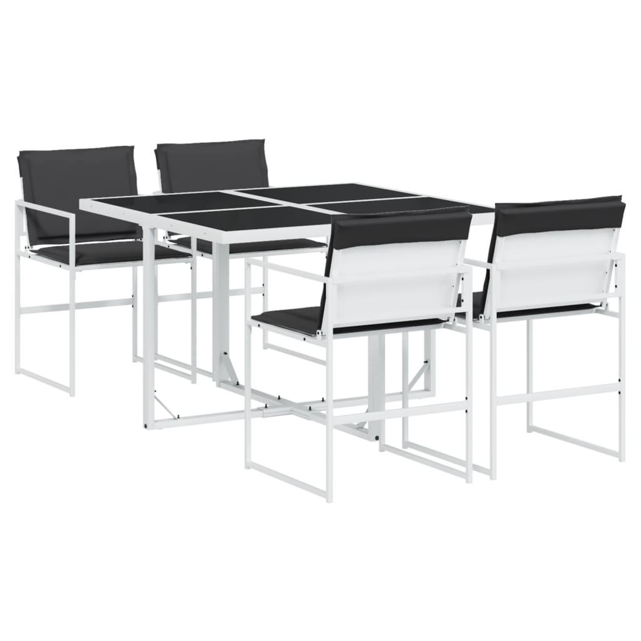 Voir la diapositive 2 : VIDAXL Ensemble a manger de jardin avec coussins 5 pcs blanc textilene