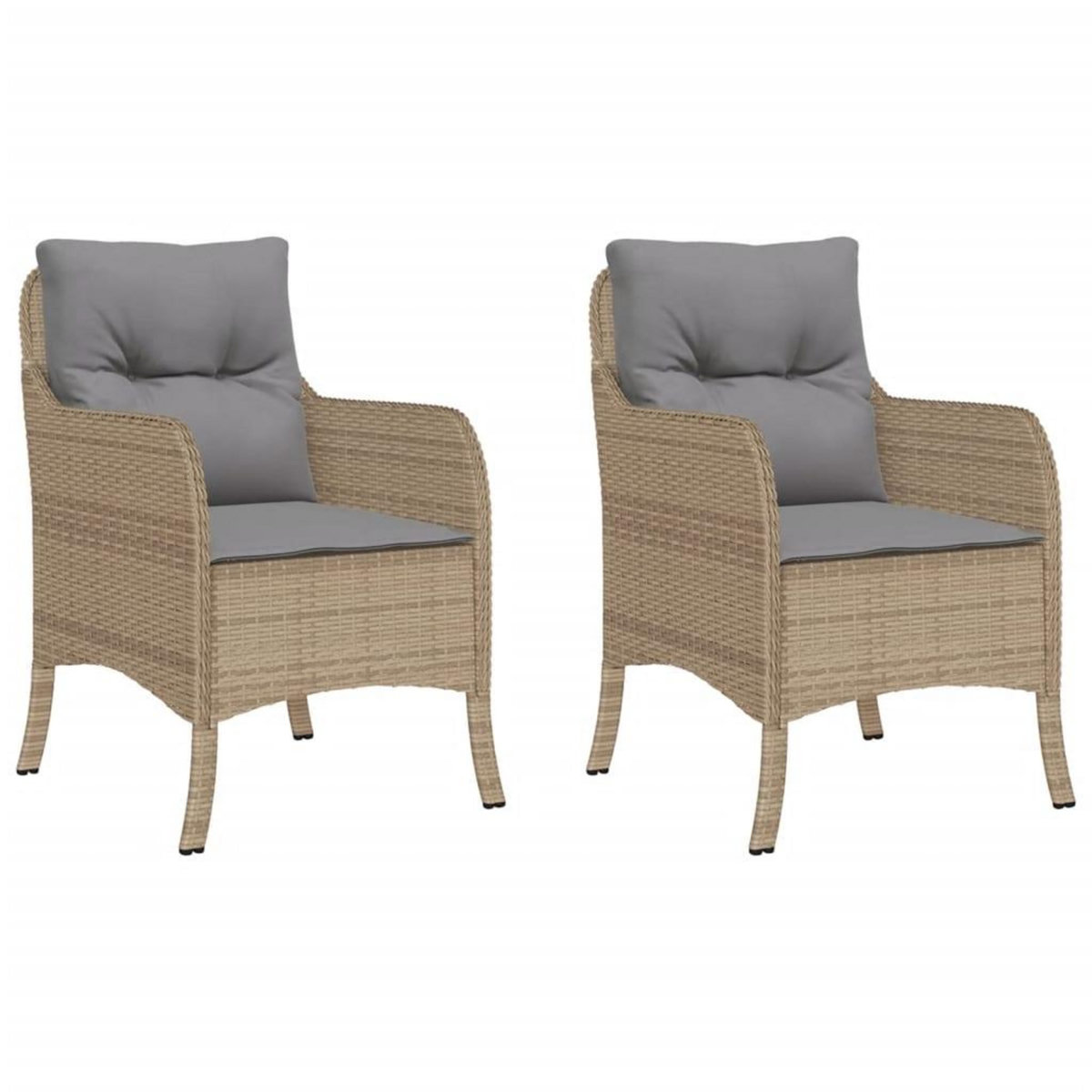 VIDAXL Chaises de jardin avec coussins lot de 2 melange beige rotin