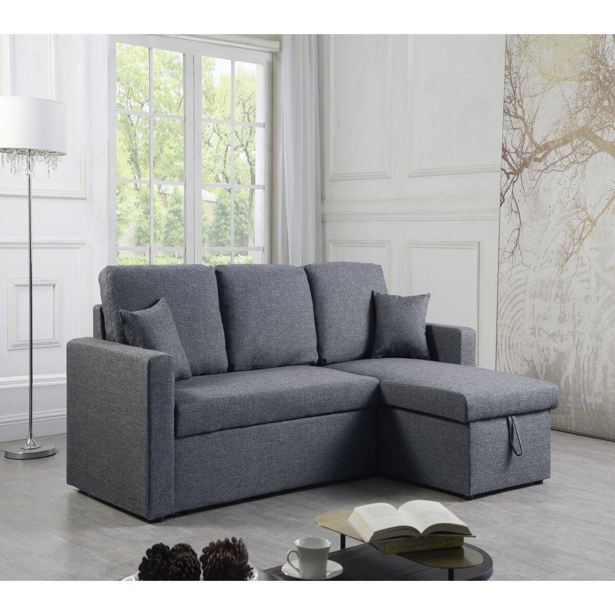 Voir la diapositive 2 : Habitat et Jardin Canapé d'angle convertible/ réversible avec coffre  Alain II  - 3 places - Gris foncé