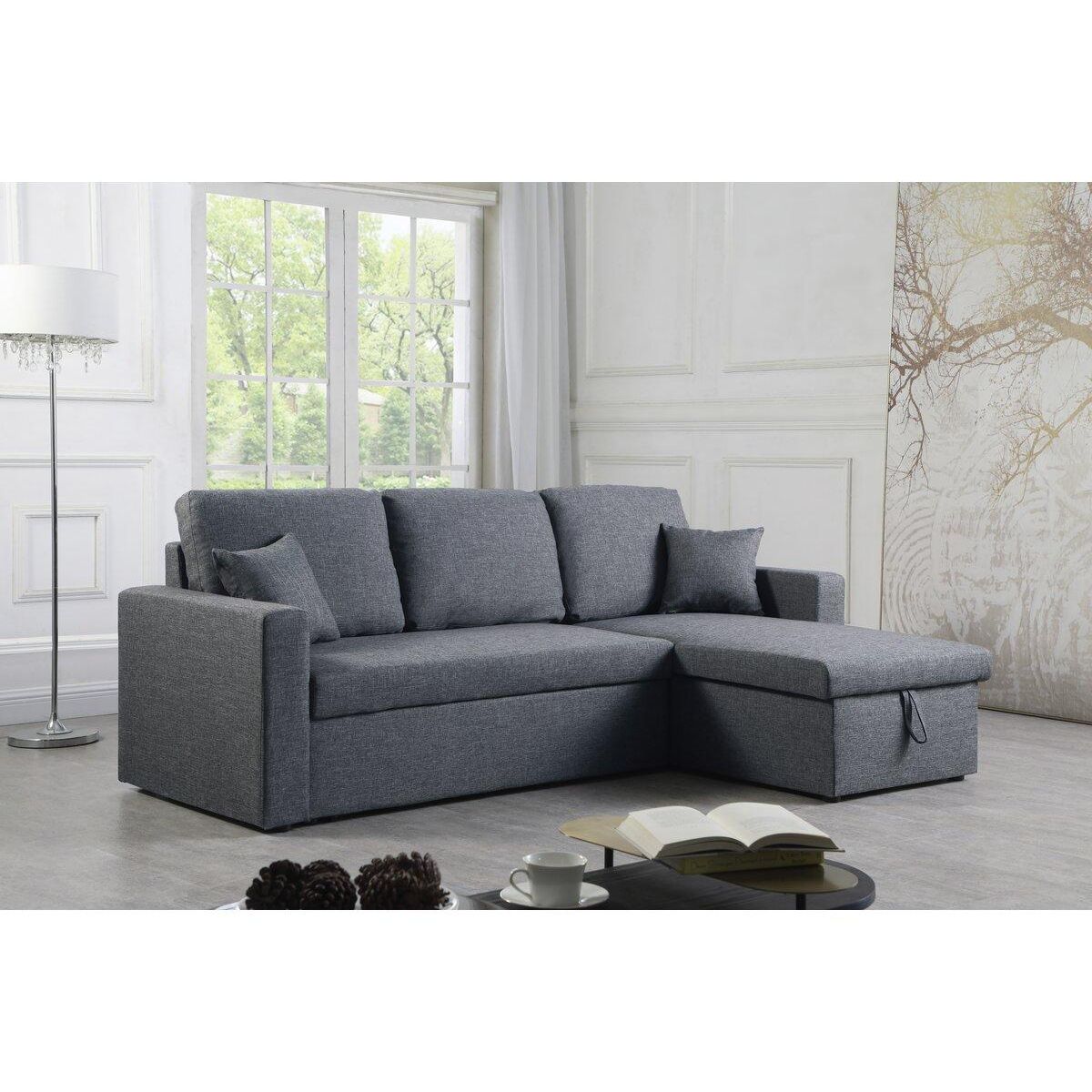 Habitat et Jardin Canapé d'angle convertible/ réversible avec coffre  Alain II  - 3 places - Gris foncé