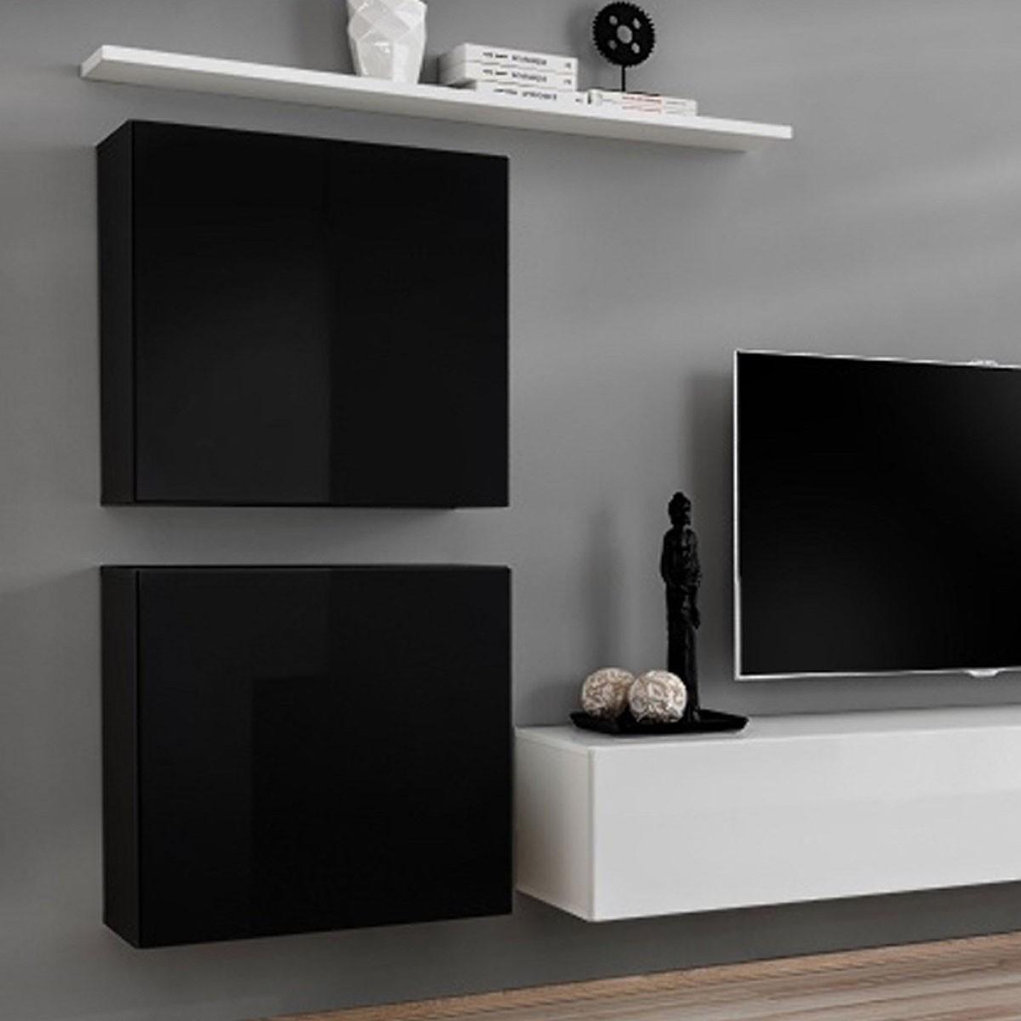 Voir la diapositive 2 : Paris Prix Meuble tv mural design  switch iv  320cm noir & blanc