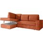 Voir la diapositive 4 : LOUNGITUDE Canapé d'angle gauche 3 places convertible ADEN avec coffre en velours côtelé - Terracotta - L246 x P174 x H96cm - LOUNGITUDE
