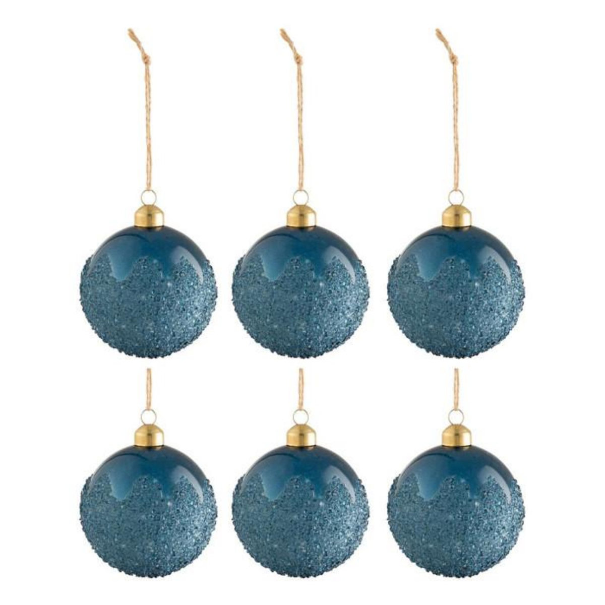 Paris Prix Lot de 6 Boules de Noël  Givrées  8cm Bleu