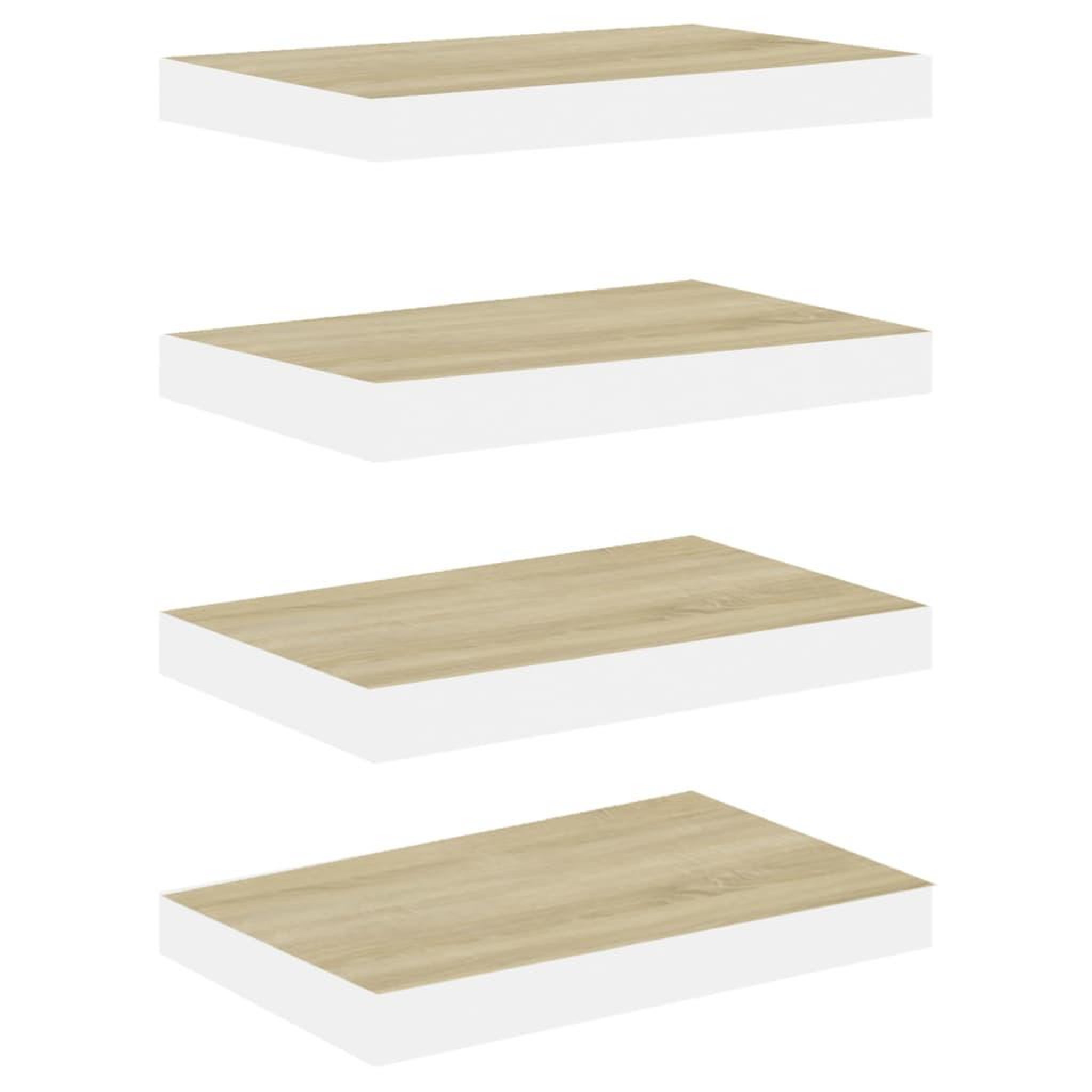 Voir la diapositive 2 : VIDAXL Etageres flottantes 4 pcs chene et blanc 50x23x3,8 cm MDF