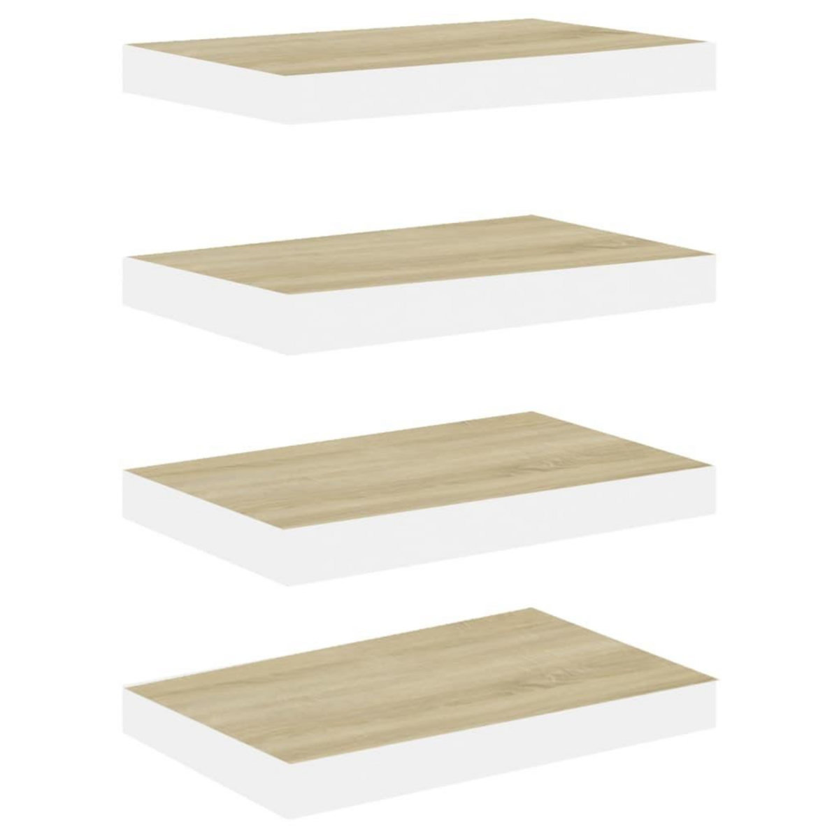VIDAXL Etageres flottantes 4 pcs chene et blanc 50x23x3,8 cm MDF