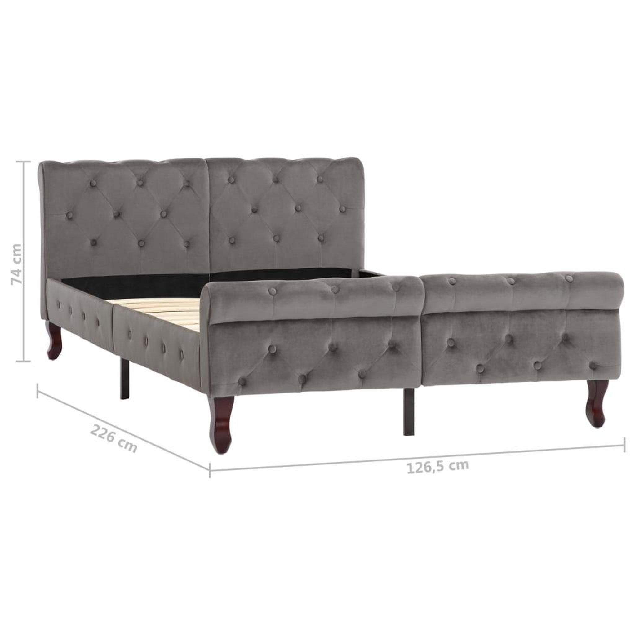 Voir la diapositive 6 : VIDAXL Cadre de lit sans matelas gris velours 120x200 cm