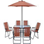 Voir la diapositive 1 : Habitat et Jardin Table et chaises de jardin avec parasol en métal  Convivia  - 6 places - Terracotta