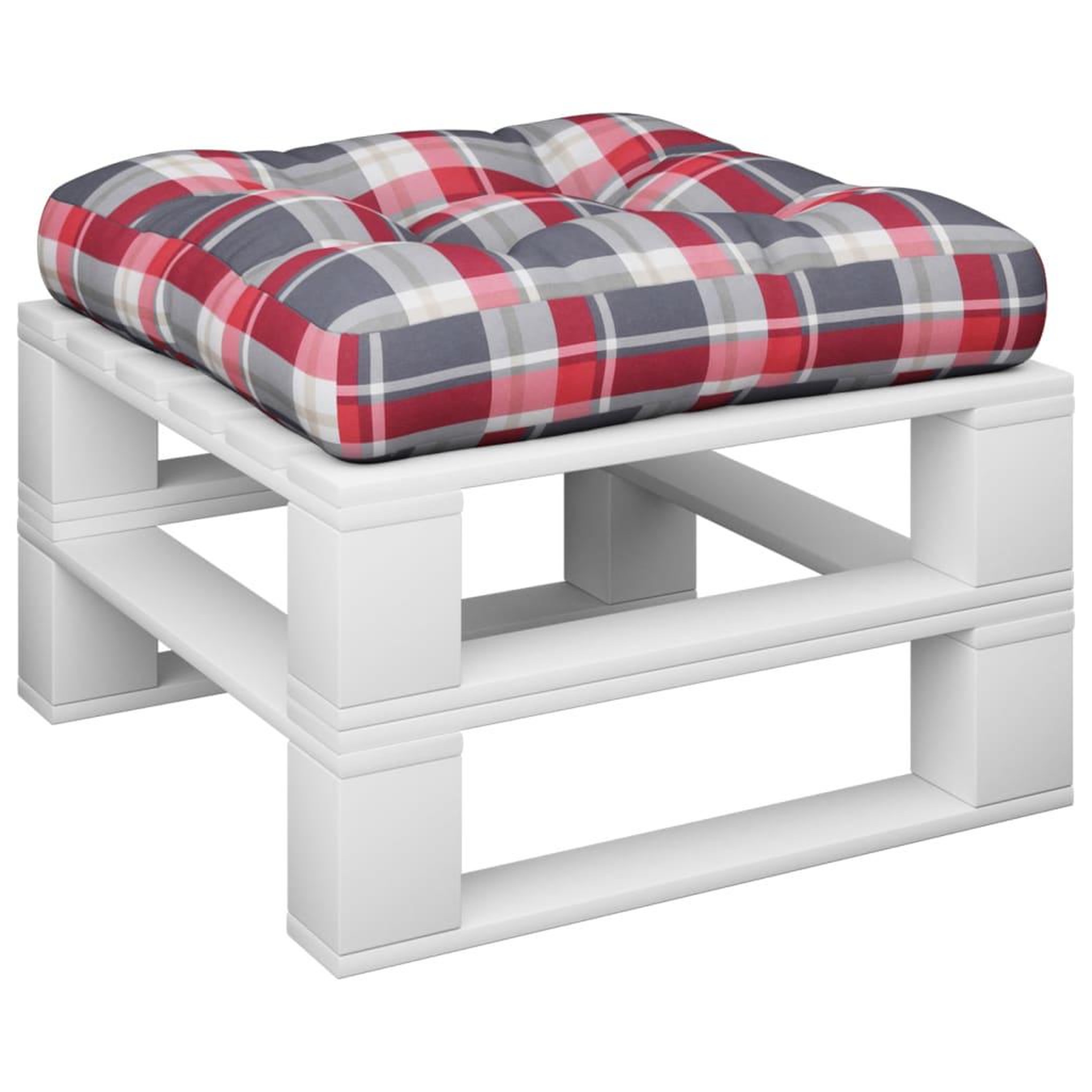 Voir la diapositive 3 : VIDAXL Coussin de palette motif a carreaux rouge 50x50x12 cm tissu