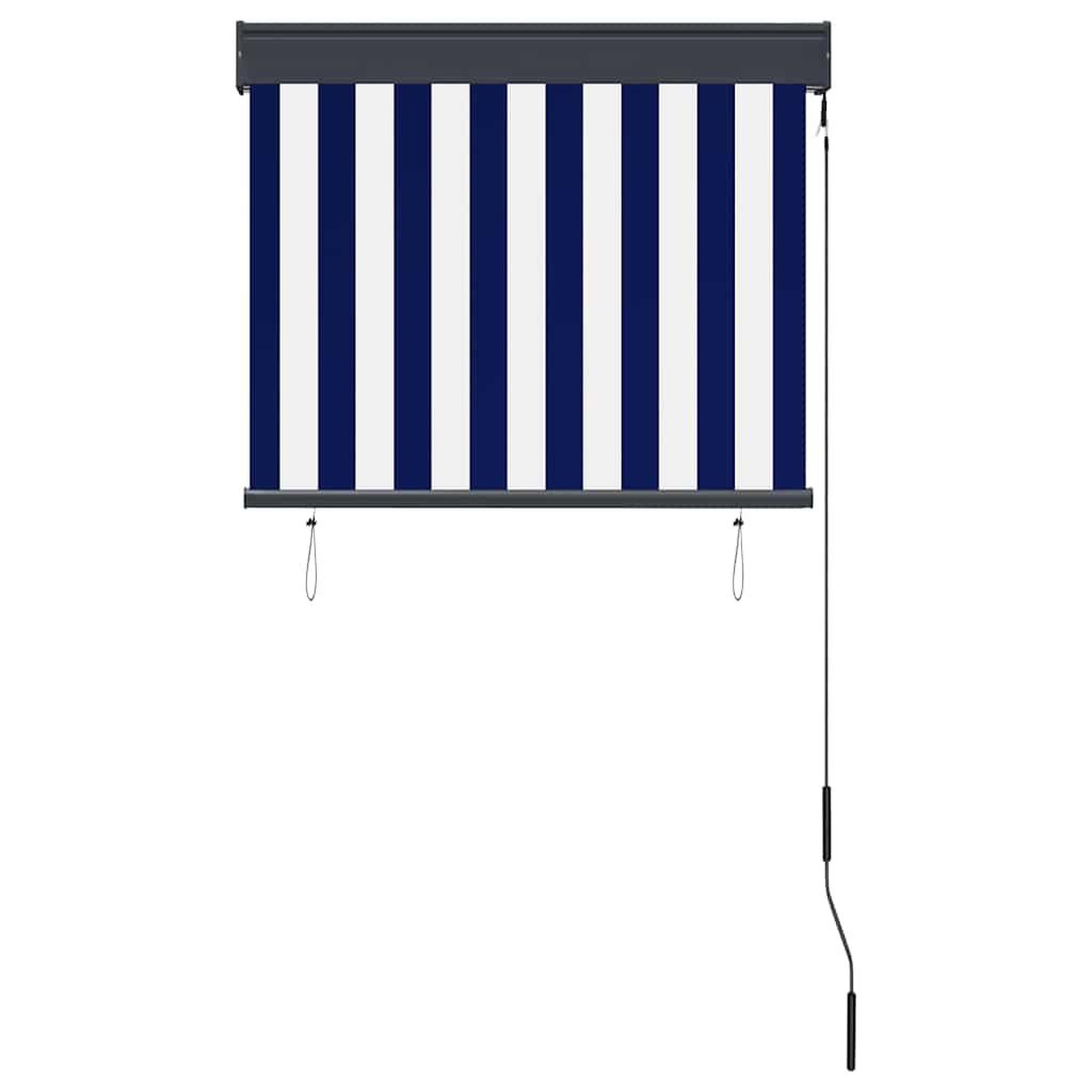 Voir la diapositive 4 : VIDAXL Store roulant d'exterieur 80x250 cm Bleu et blanc