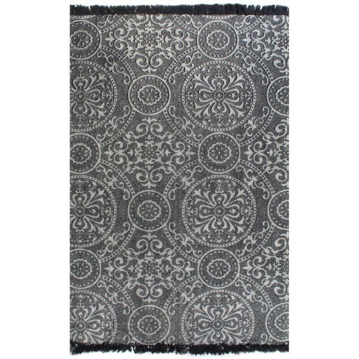 VIDAXL Tapis Kilim Coton 120 x 180 cm avec motif Gris