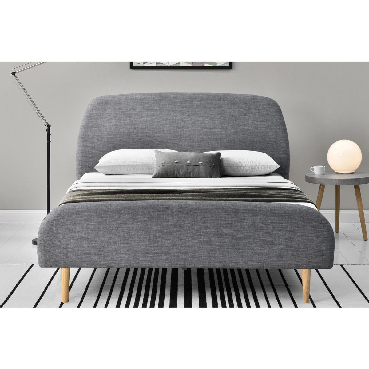 CONCEPT USINE Lit 140 x 190 cm en tissu gris clair SANDVIK