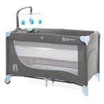 BEBELISSIMO BEBELISSIMO - Lit parapluie bébé - berceau bébé - dès la naissance - Nuit - lit pliant - 2 niveaux - bleu