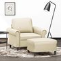 Voir la diapositive 1 : VIDAXL Fauteuil avec repose-pied Creme 60 cm Similicuir
