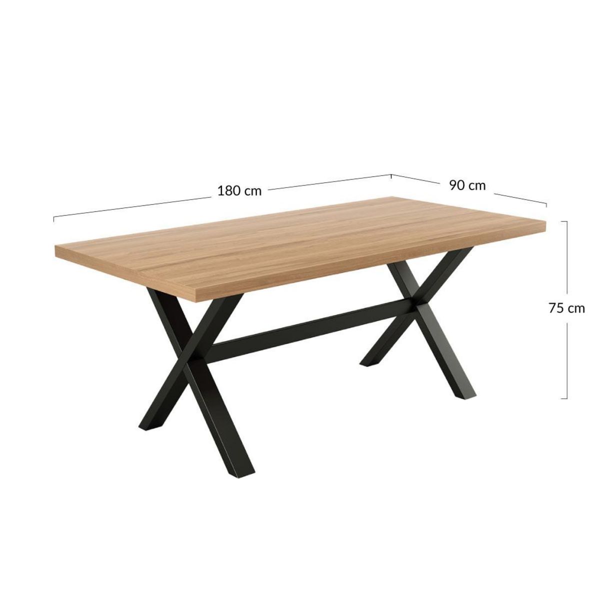 LISA DESIGN Woody - table à manger - chêne et hêtre massif - 180 cm