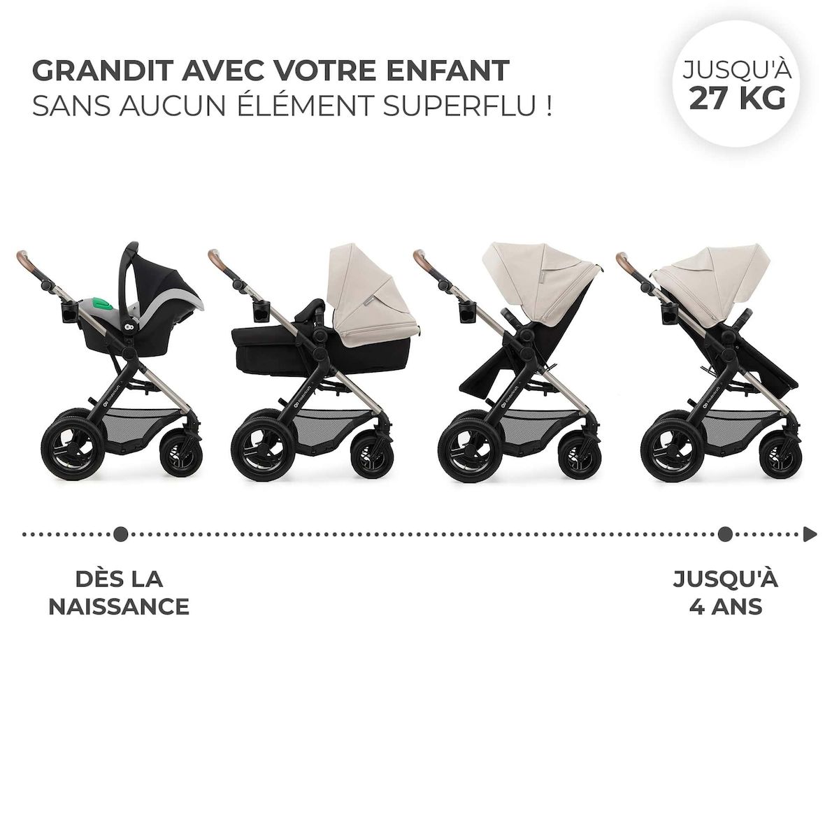 KINDERKRAFT Poussette trio moov 2 pratique et confortable