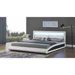 CONCEPT USINE Cadre de lit en PU blanc avec LED intégrées 140x190cm BRIXTON