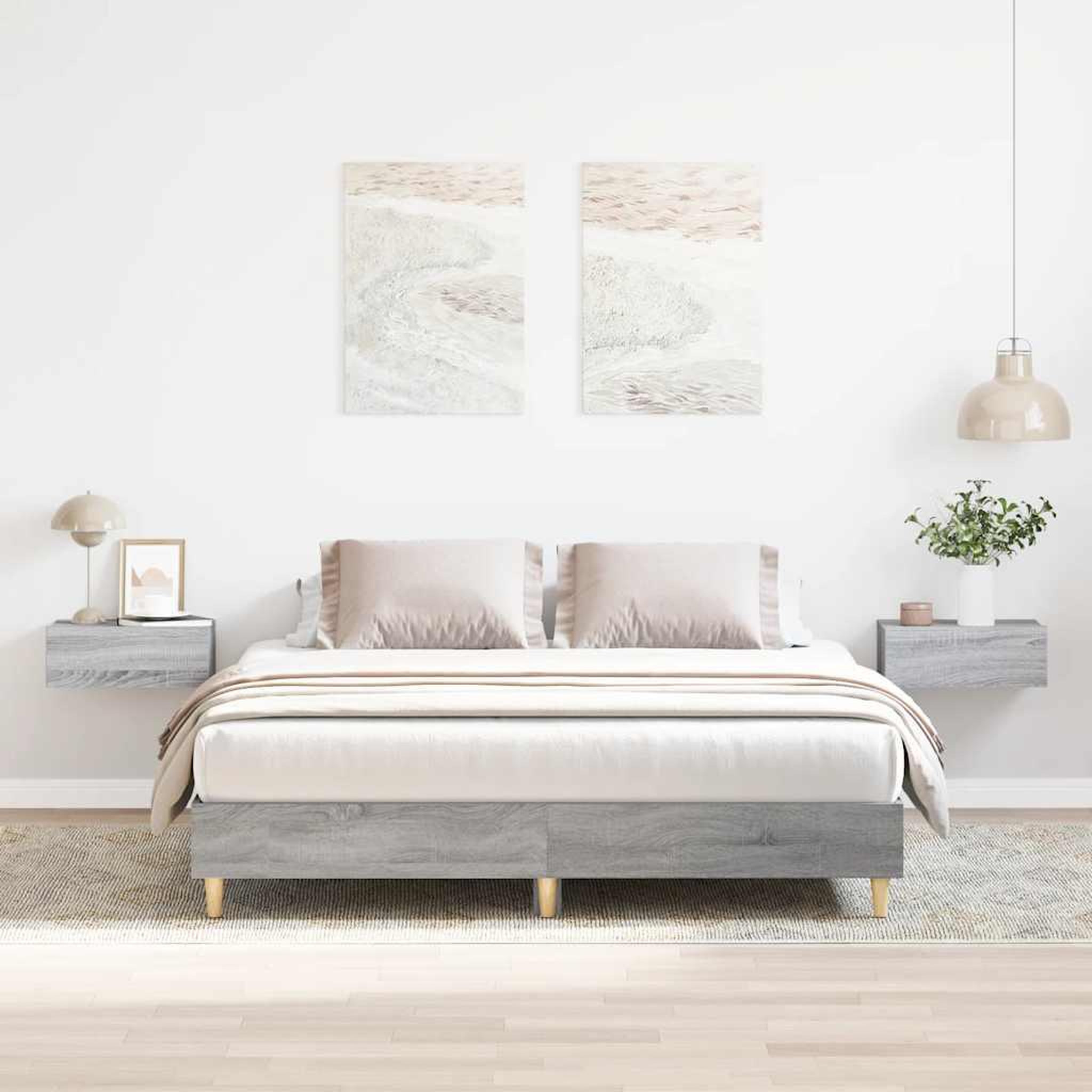 VIDAXL Cadre de lit sans matelas sonoma gris 140x200 cm