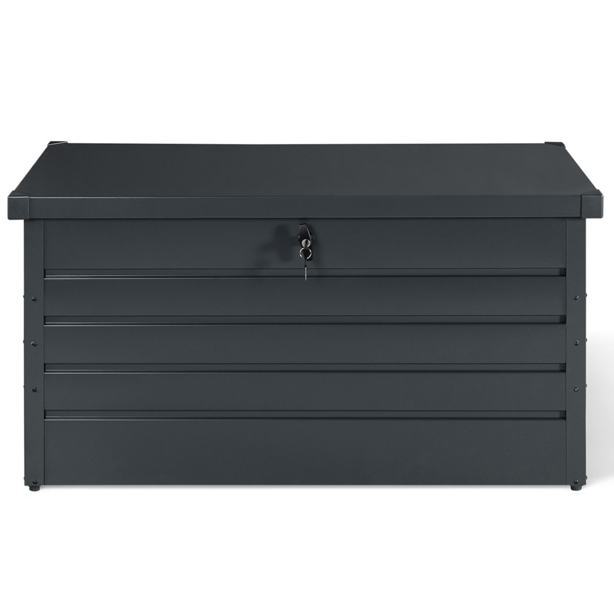ID MARKET Coffre de rangement métal verrouillable gris anthracite pour jardin 350L 120x62,5x63 cm
