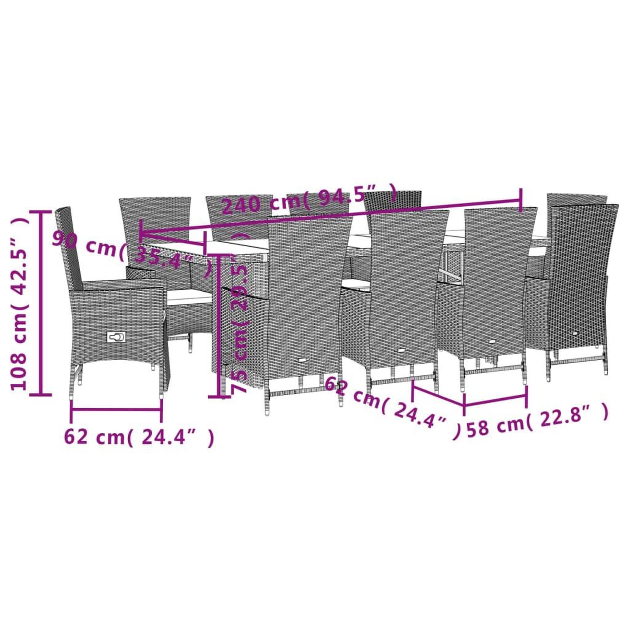 Voir la diapositive 6 : VIDAXL Ensemble a manger de jardin et coussins 11 pcs beige poly rotin