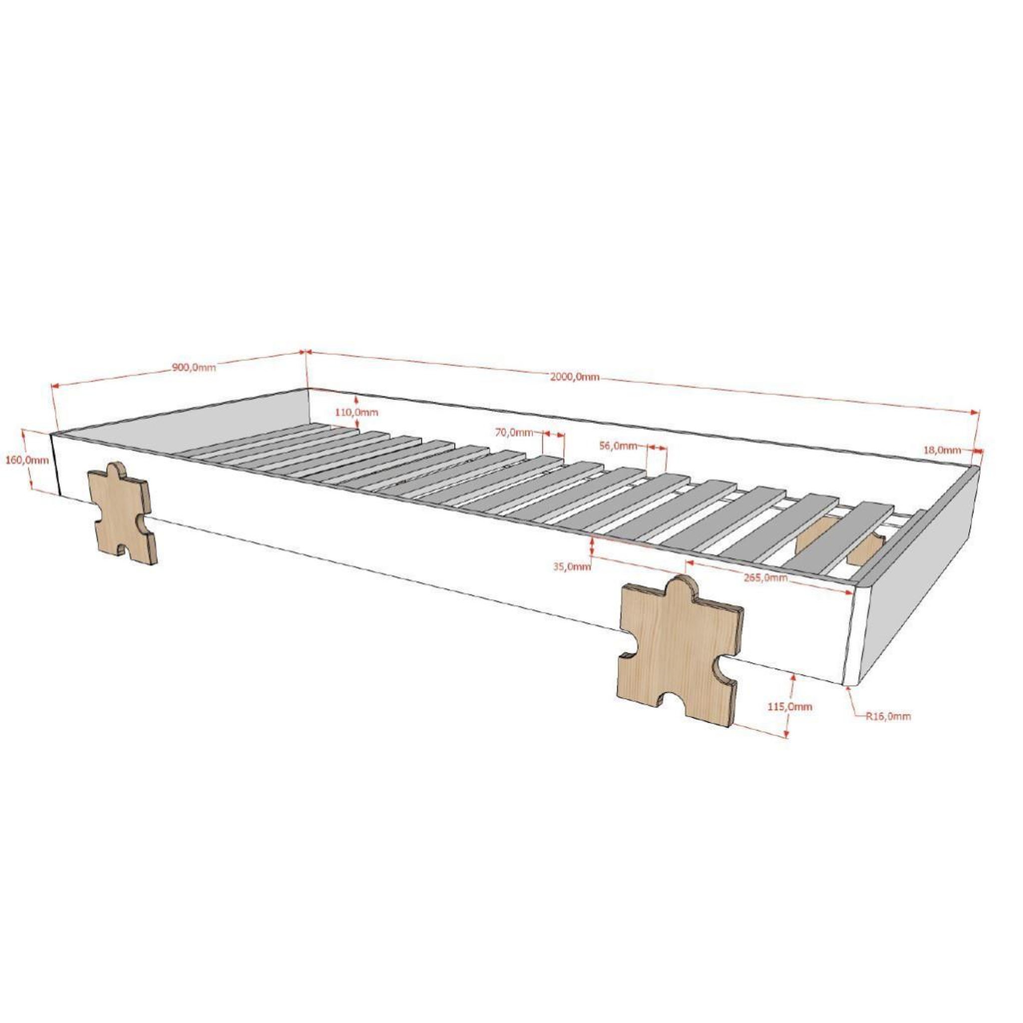 Voir la diapositive 3 : Paris Prix Lit enfant en bois  modulo puzzle ii  90x200cm gris