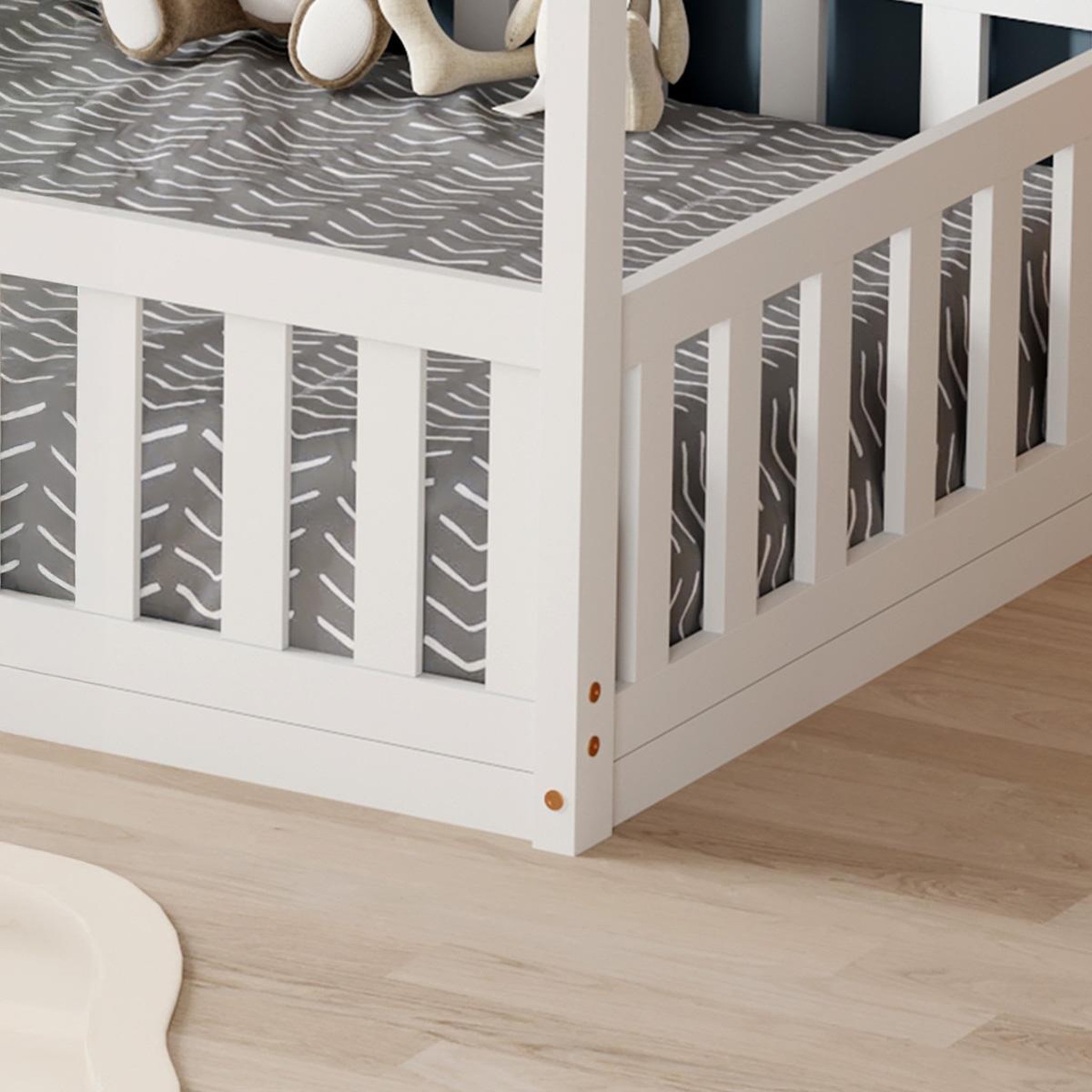 Voir la diapositive 5 : MINEA Minea | lit cabane avec barrière nid enchante 90x190 cm (matelas non inclus)