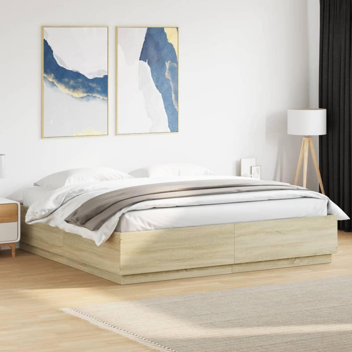 VIDAXL Cadre de lit sans matelas chene sonoma 200x200 cm