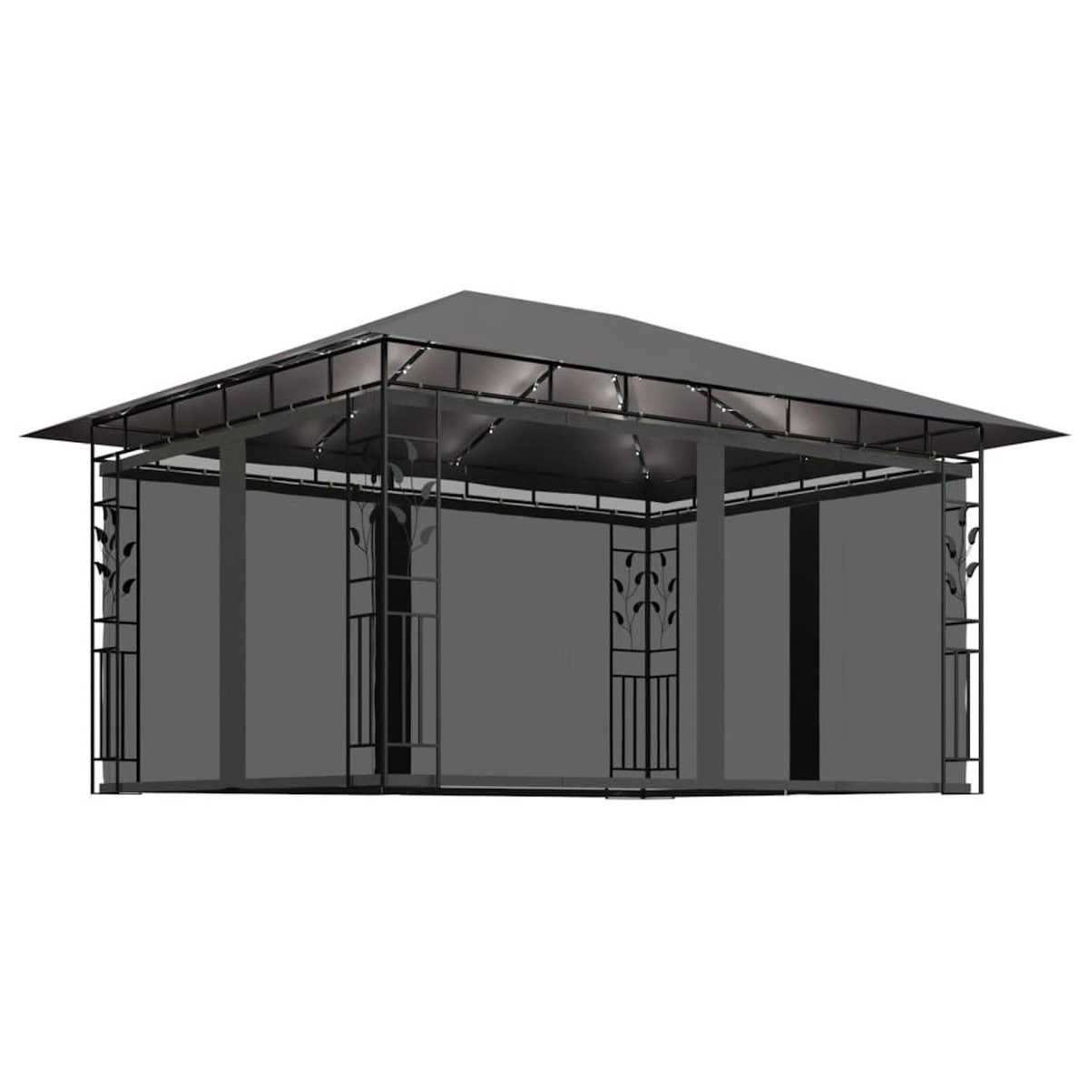 VIDAXL Tonnelle avec moustiquaire et lumieres LED 4x3x2,73m Anthracite