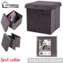 Voir la diapositive 2 : TOILINUX Pouf de rangement pliable Kube en velours - Marron anthracite