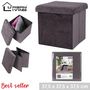Voir la diapositive 2 : TOILINUX Pouf de rangement pliable Kube en velours - Marron anthracite
