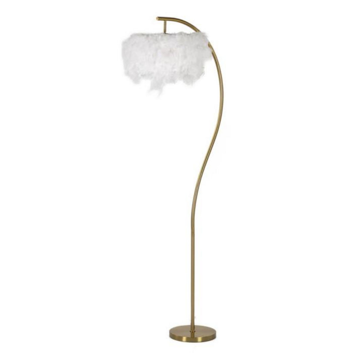 Paris Prix Lampadaire Imitation Plume  Semi Arc  170cm Or & Blanc