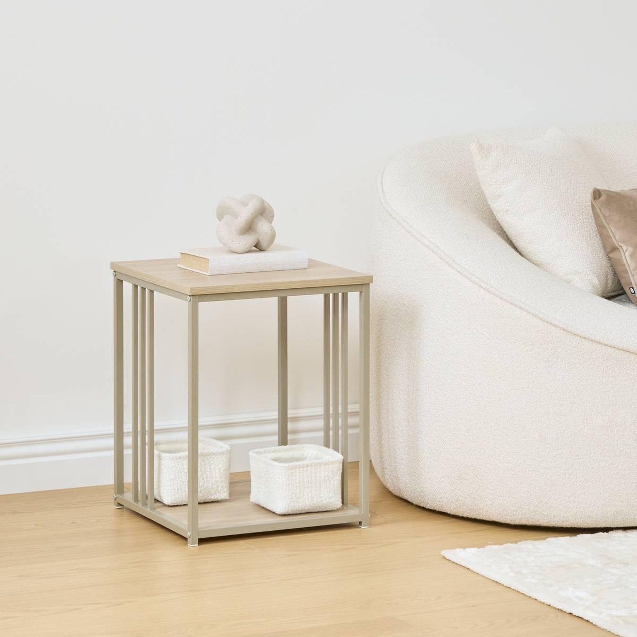 Voir la diapositive 5 : FIVE Table de Chevet Avec Étagère  Duna  50cm Sable