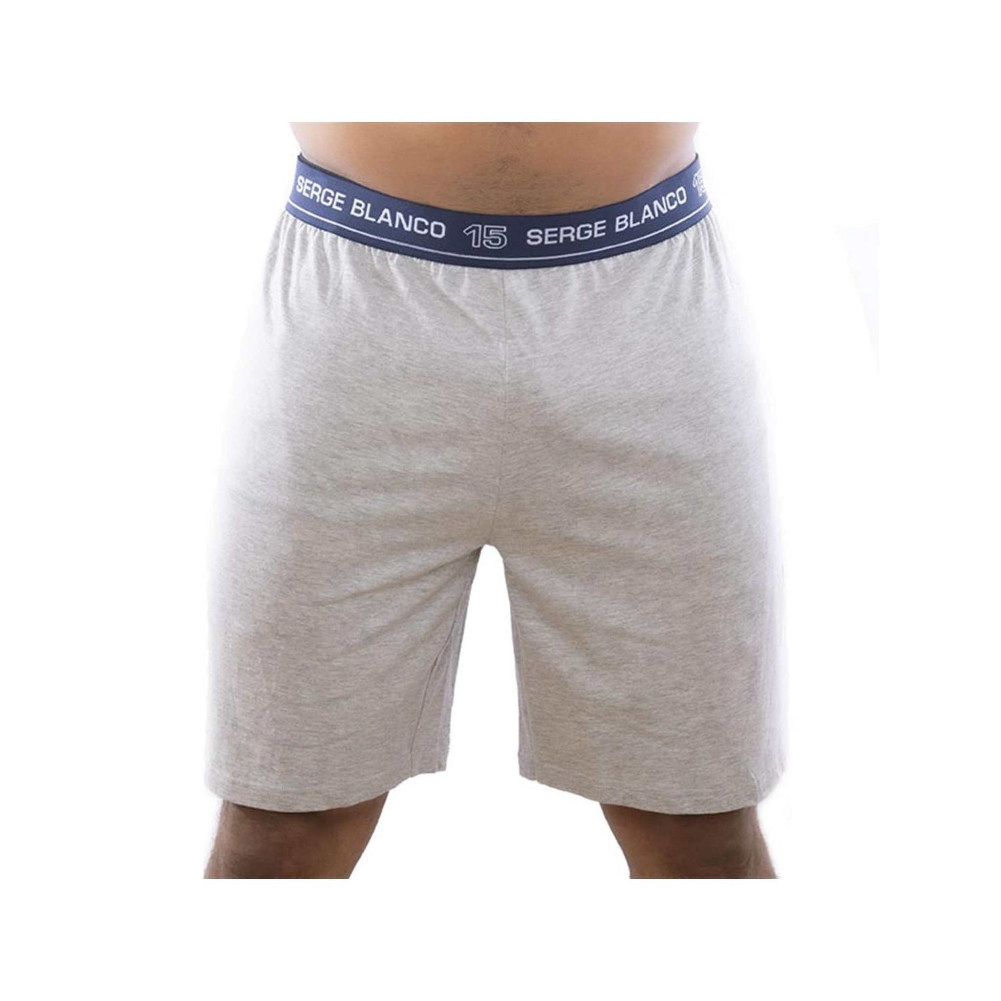 Voir la diapositive 4 : SERGE BLANCO Ensemble homme Pyjama court T-shirt col tunisien