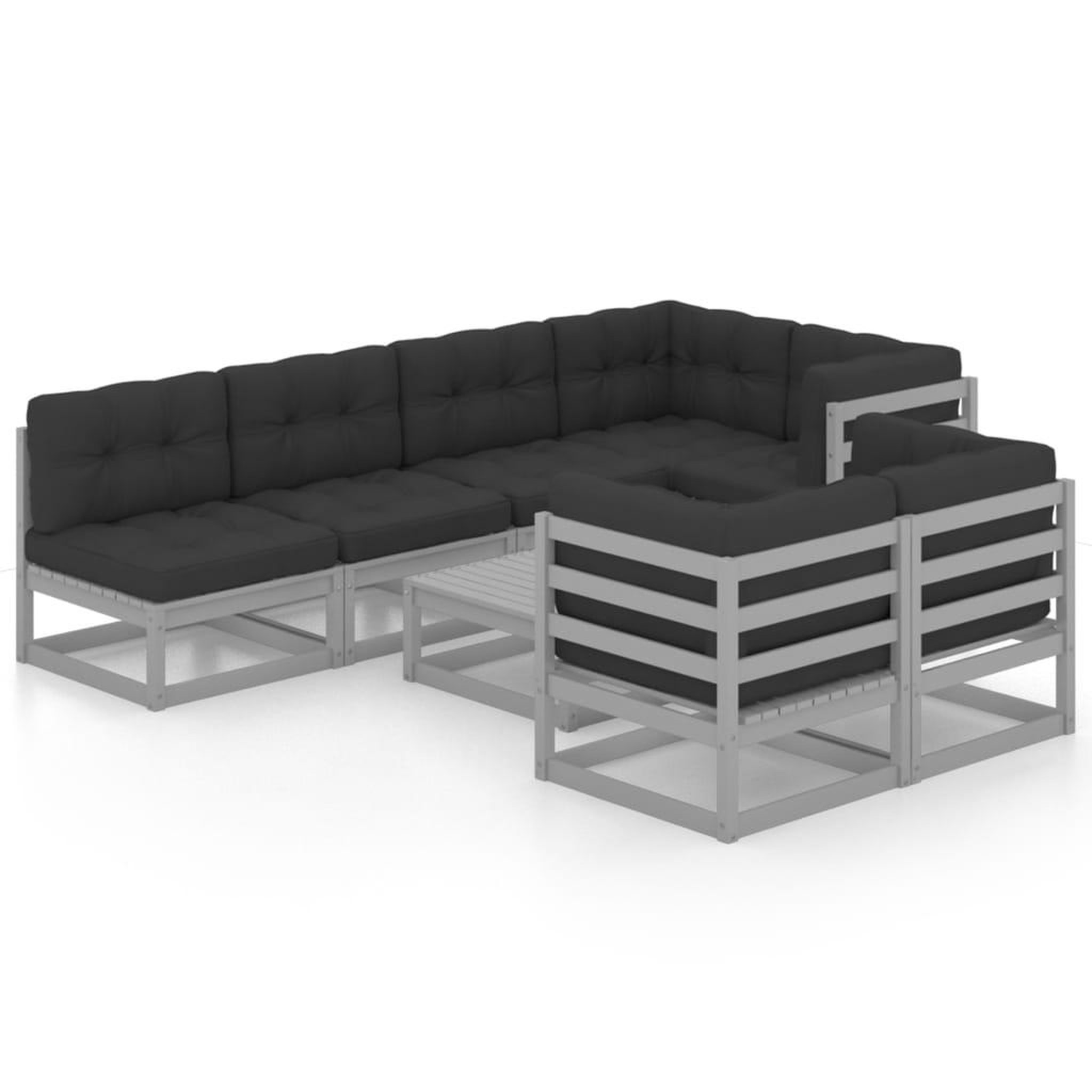 Voir la diapositive 2 : VIDAXL Salon de jardin 8 pcs avec coussins Bois de pin massif