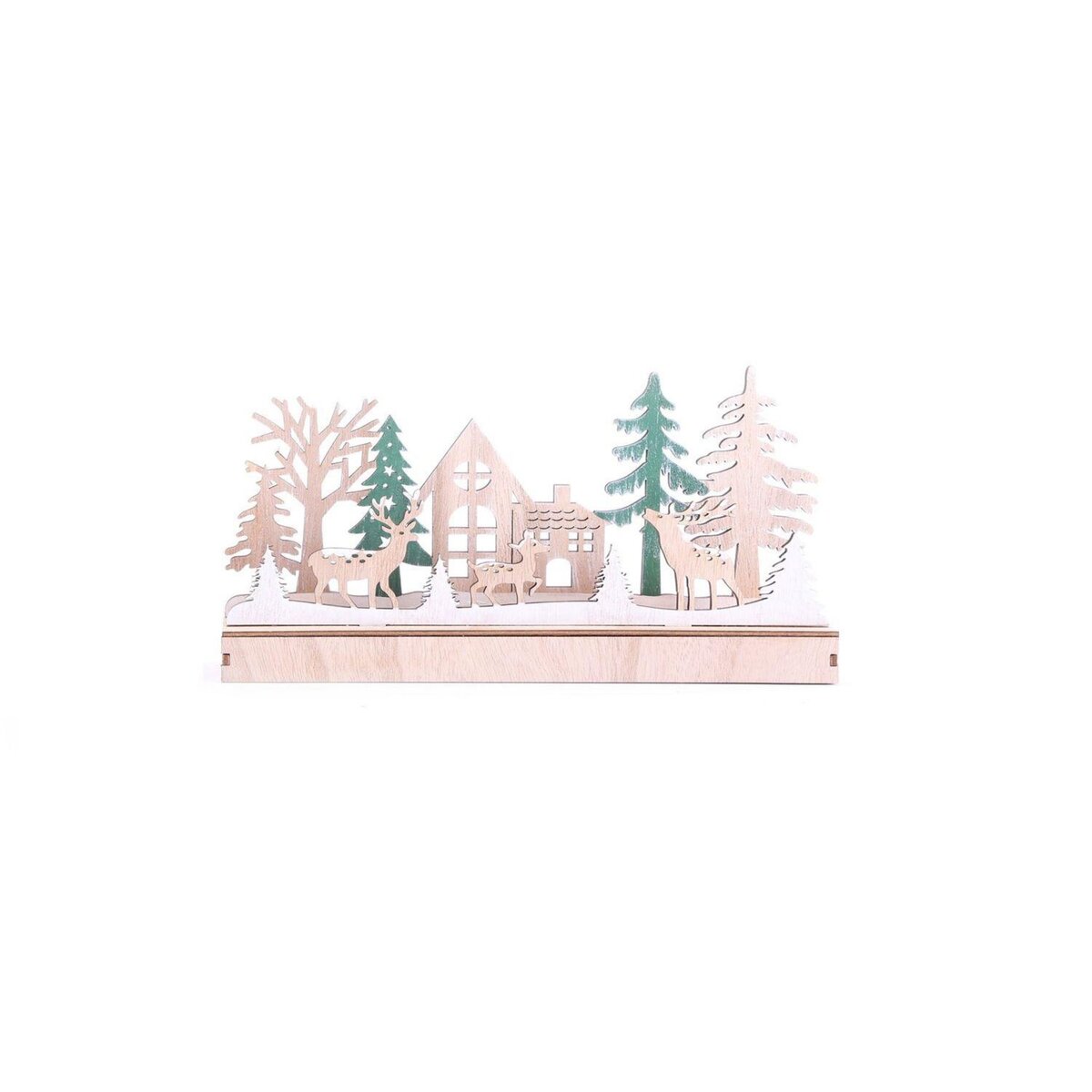 HEART OF THE HOME Décoration de Noël à poser en bois maison Forest Deco - Beige et vert
