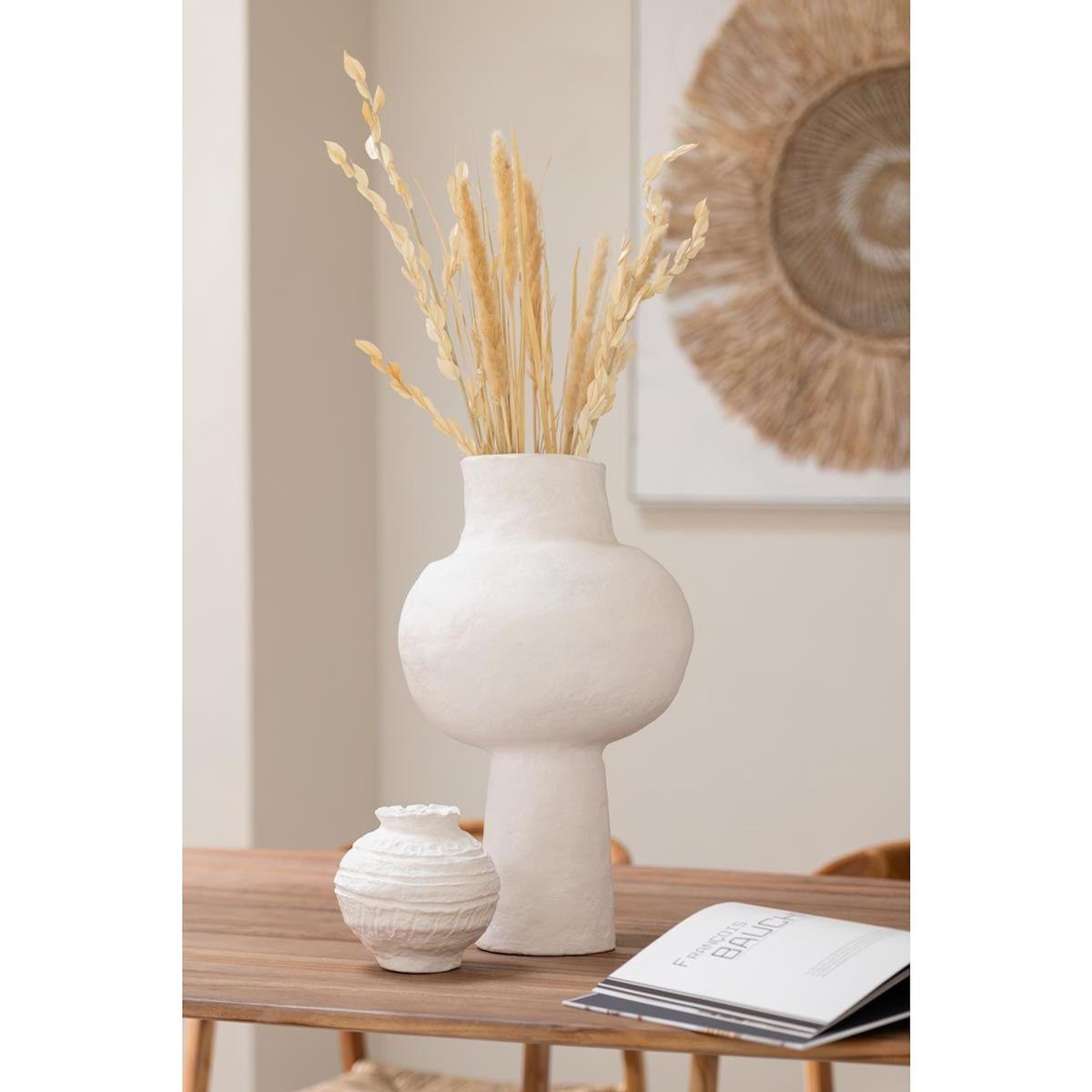 Paris Prix Pot Déco Design en Papier Maché  Bali  50cm Blanc