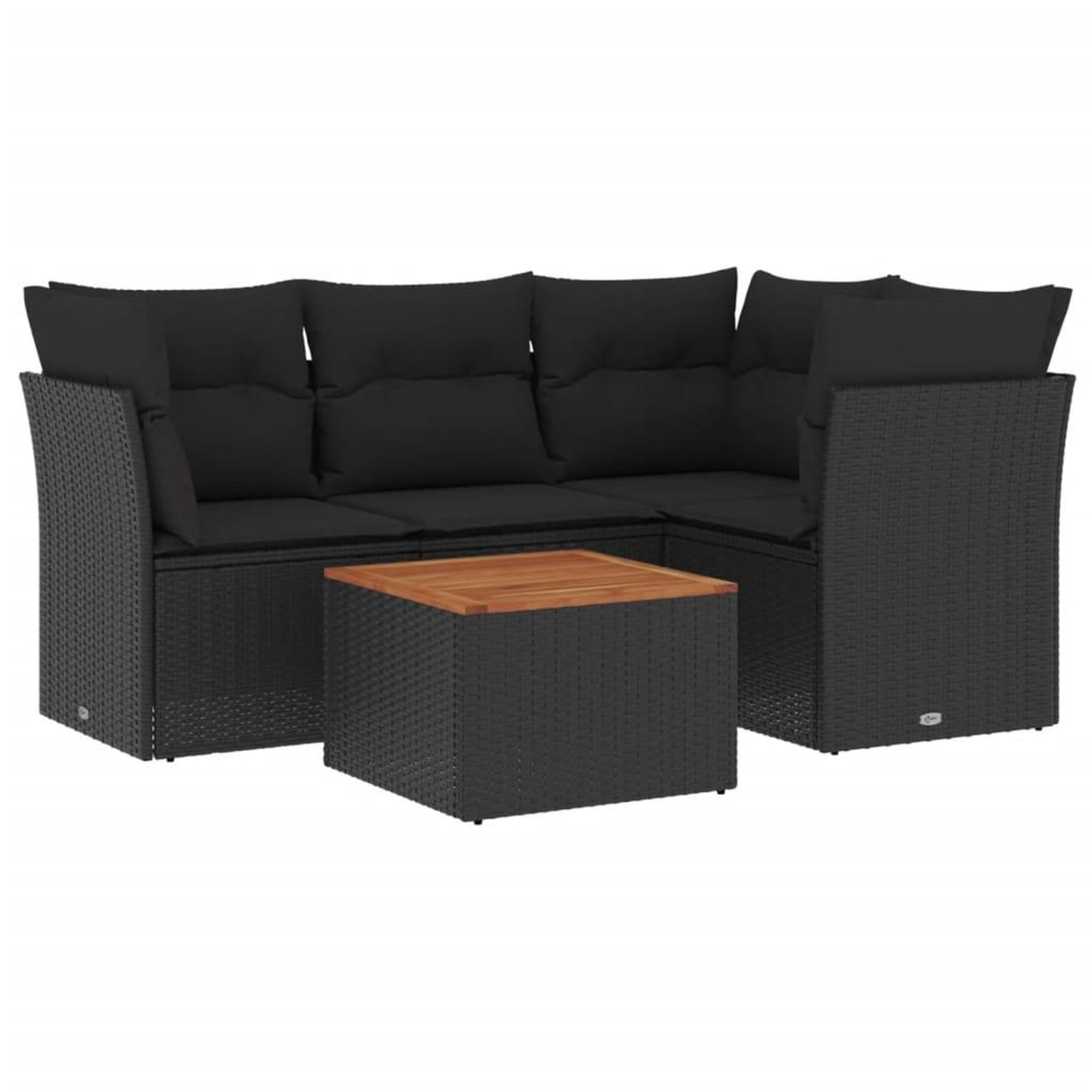 Voir la diapositive 2 : VIDAXL Salon de jardin 5 pcs avec coussins noir resine tressee