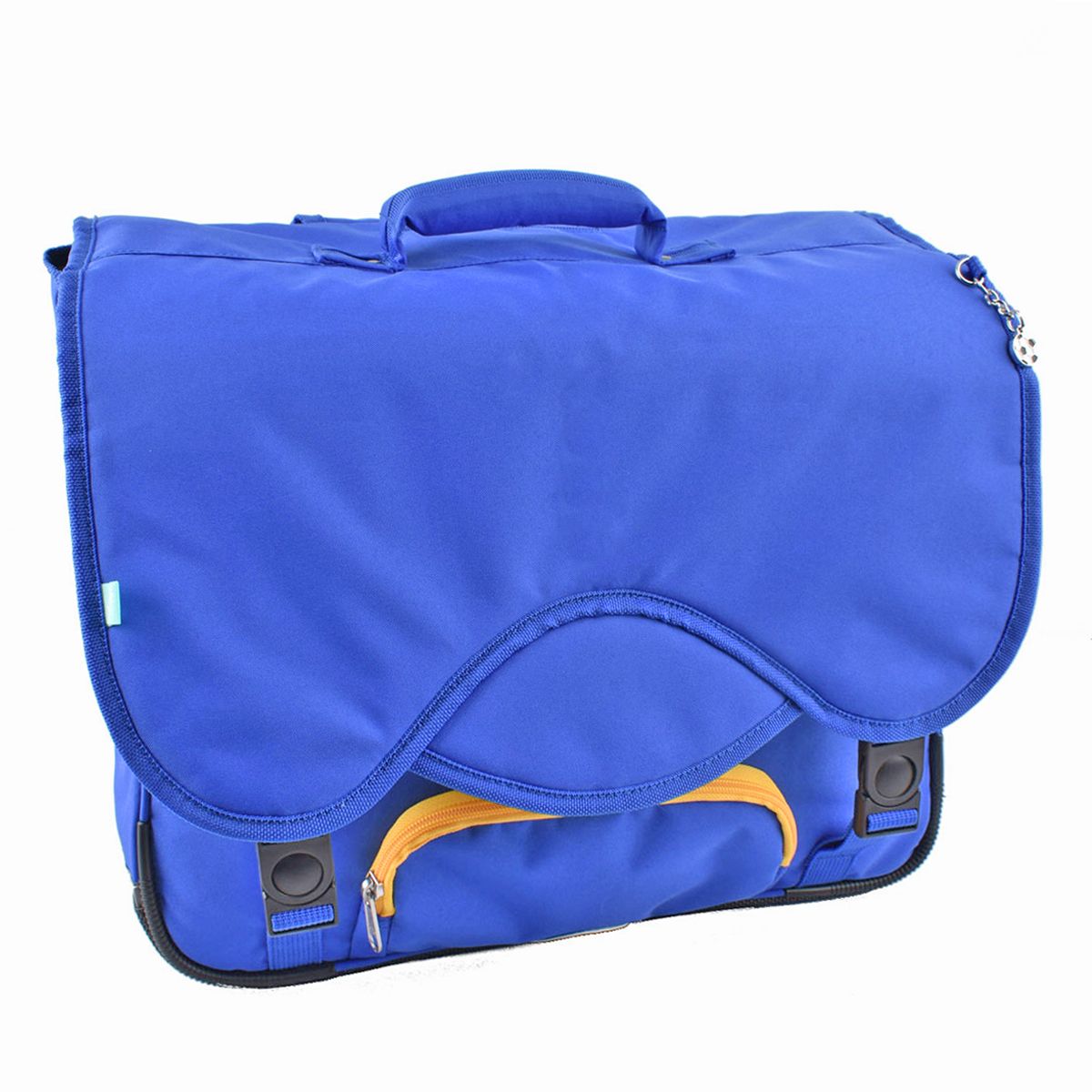 AUCHAN Cartable 41 cm CM1/CM2 bleu et jaune forme moderne