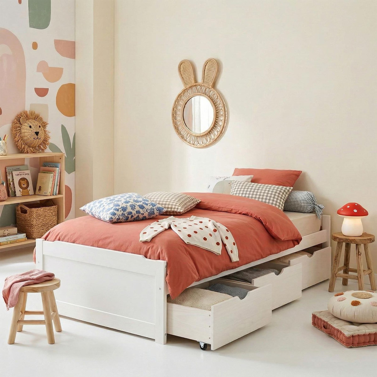 IDIMEX Lit fonctionnel MIA 90 x 190 cm, en pin massif