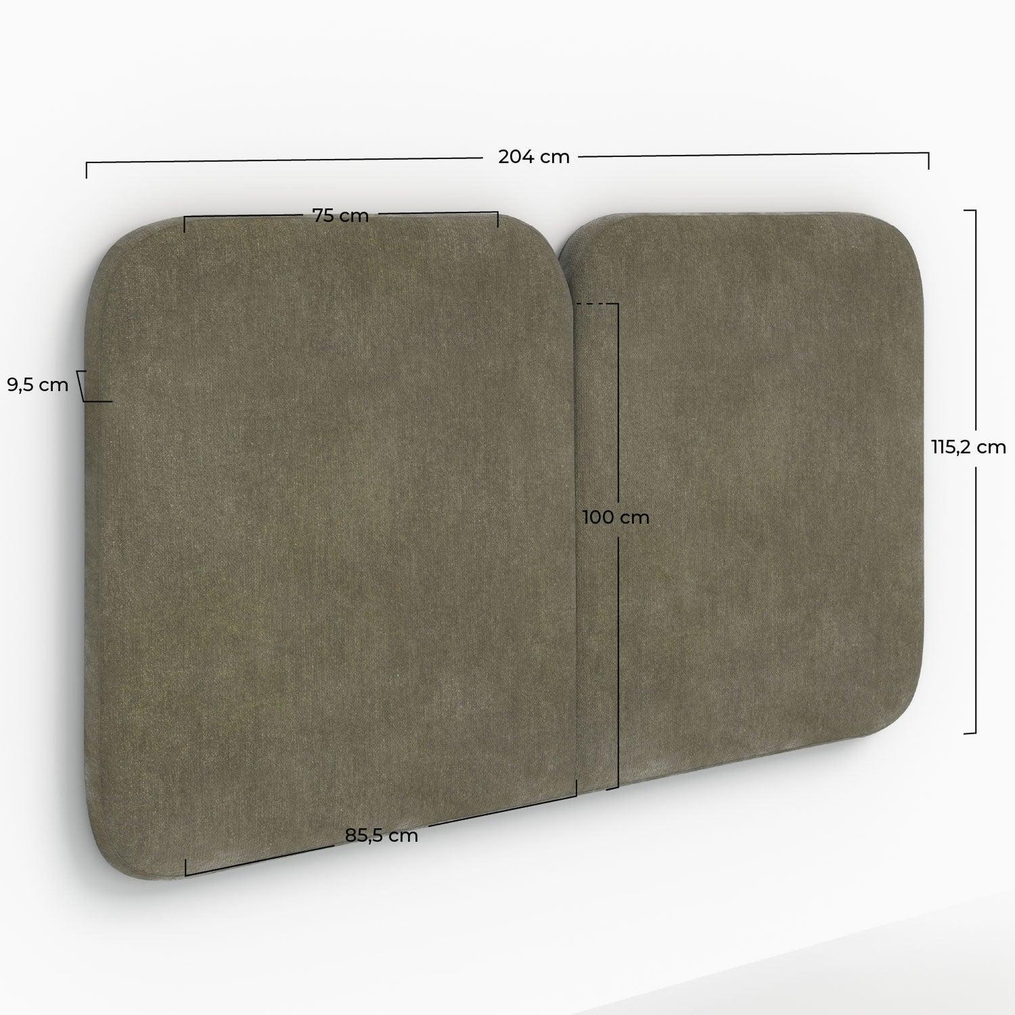 Voir la diapositive 4 : MAISON PAVANE Tête de lit en tissu vert olive 160 cm-etna