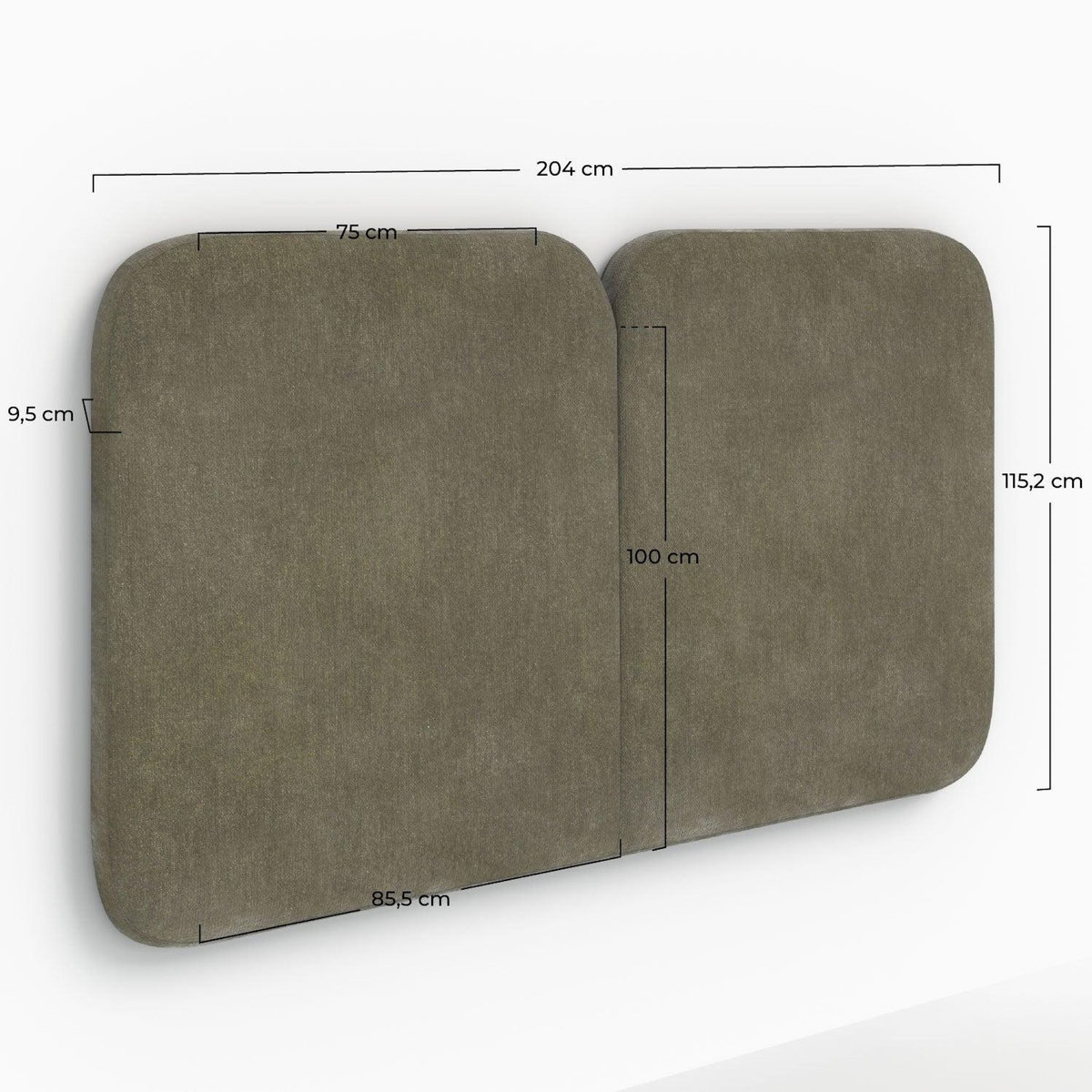 MAISON PAVANE Tête de lit en tissu vert olive 160 cm-Etna