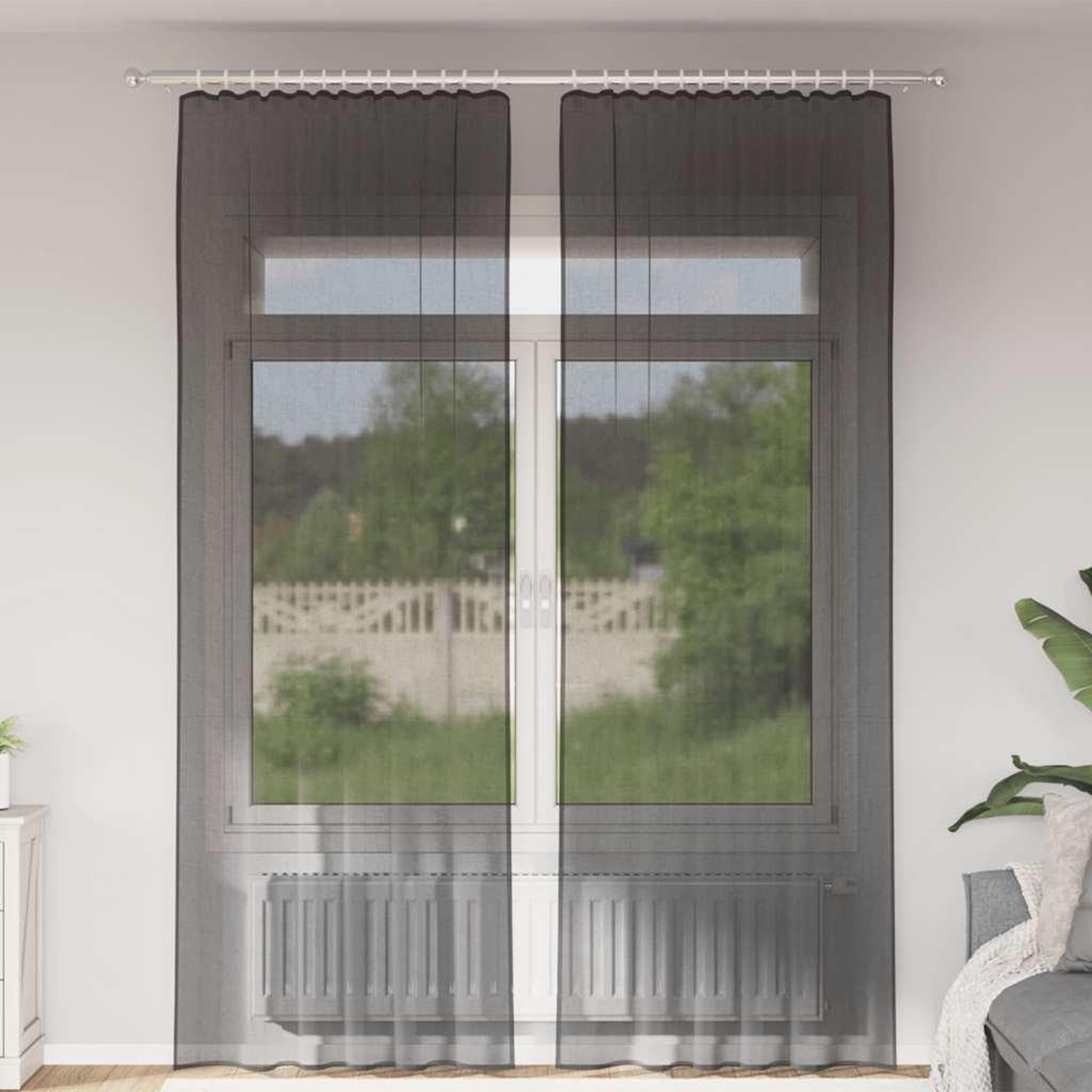 VIDAXL Rideaux en voile avec passants 2 pcs noir
