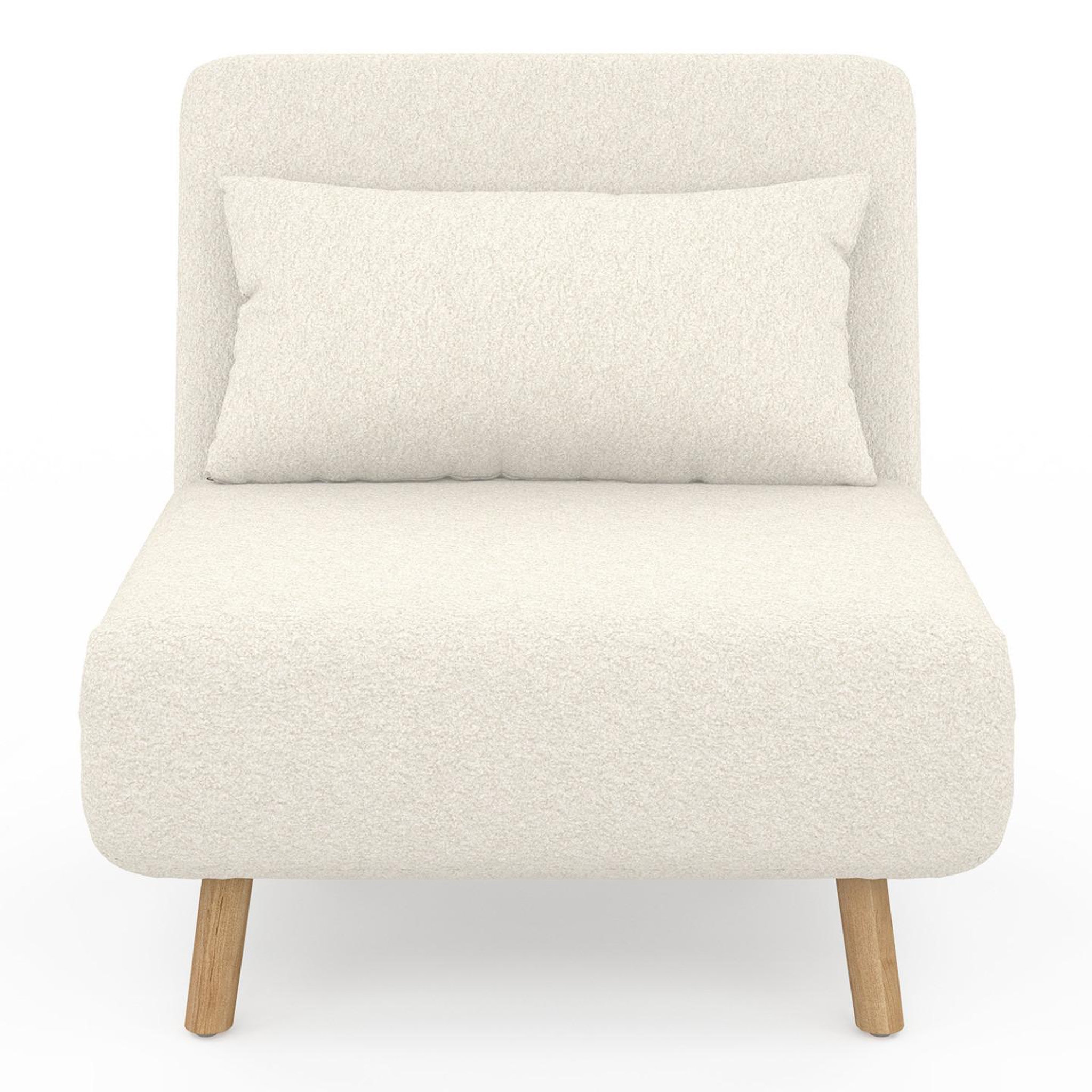 Voir la diapositive 4 : ID MARKET Fauteuil convertible romeo lit d'appoint 1 place 80x190 cm bouclette blanc