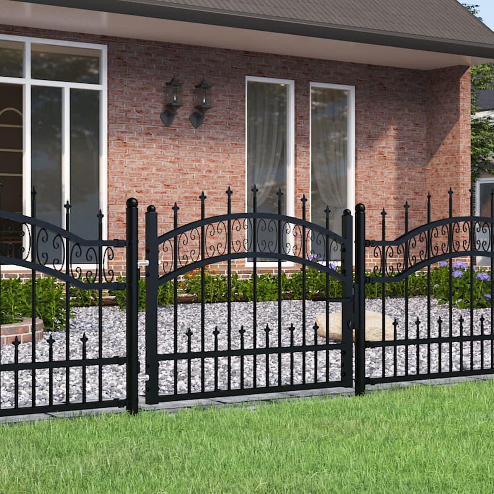 VIDAXL Portail et sommet de lance Noir 103x120 cm Acier enduit poudre