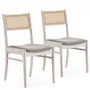 VS VENTA-STOCK Pack de 2 chaises Vilma Couleur Blanc Wash, Bois Massif et Rotin naturel