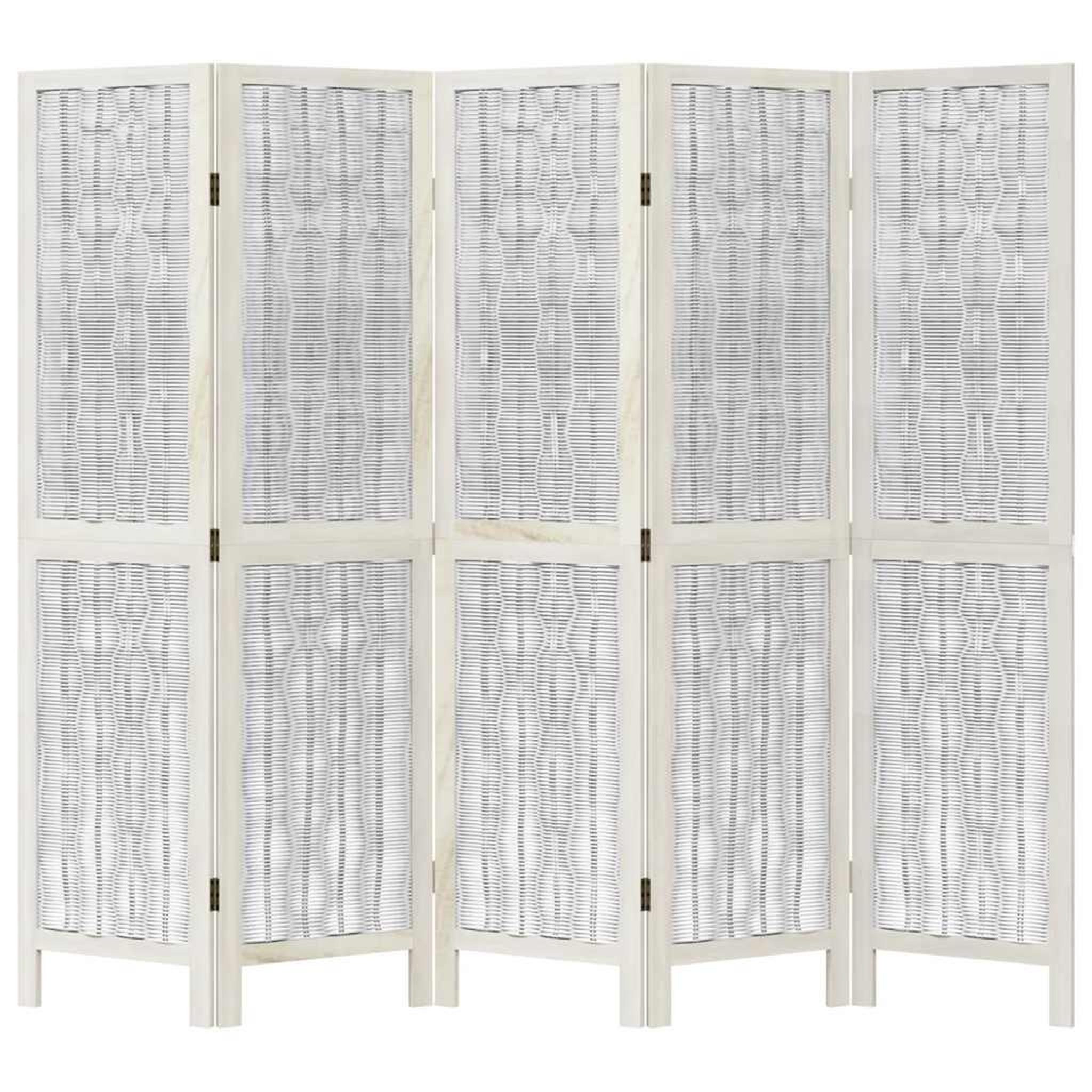 Voir la diapositive 4 : VIDAXL Cloison de separation 5 panneaux blanc bois de paulownia massif