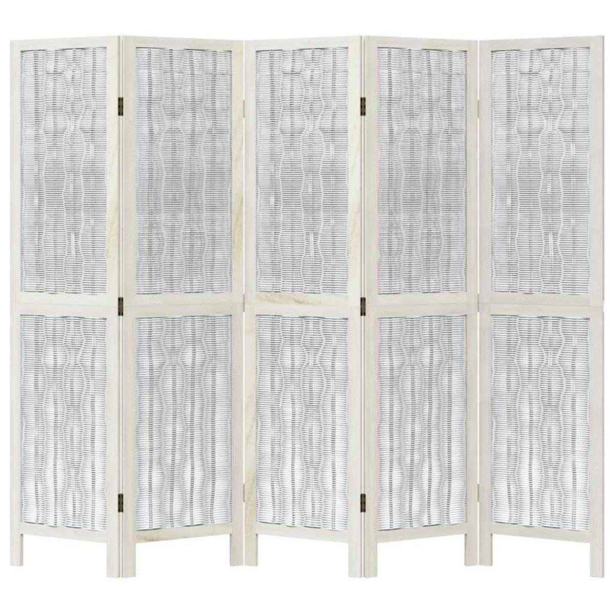 VIDAXL Cloison de separation 5 panneaux blanc bois de paulownia massif