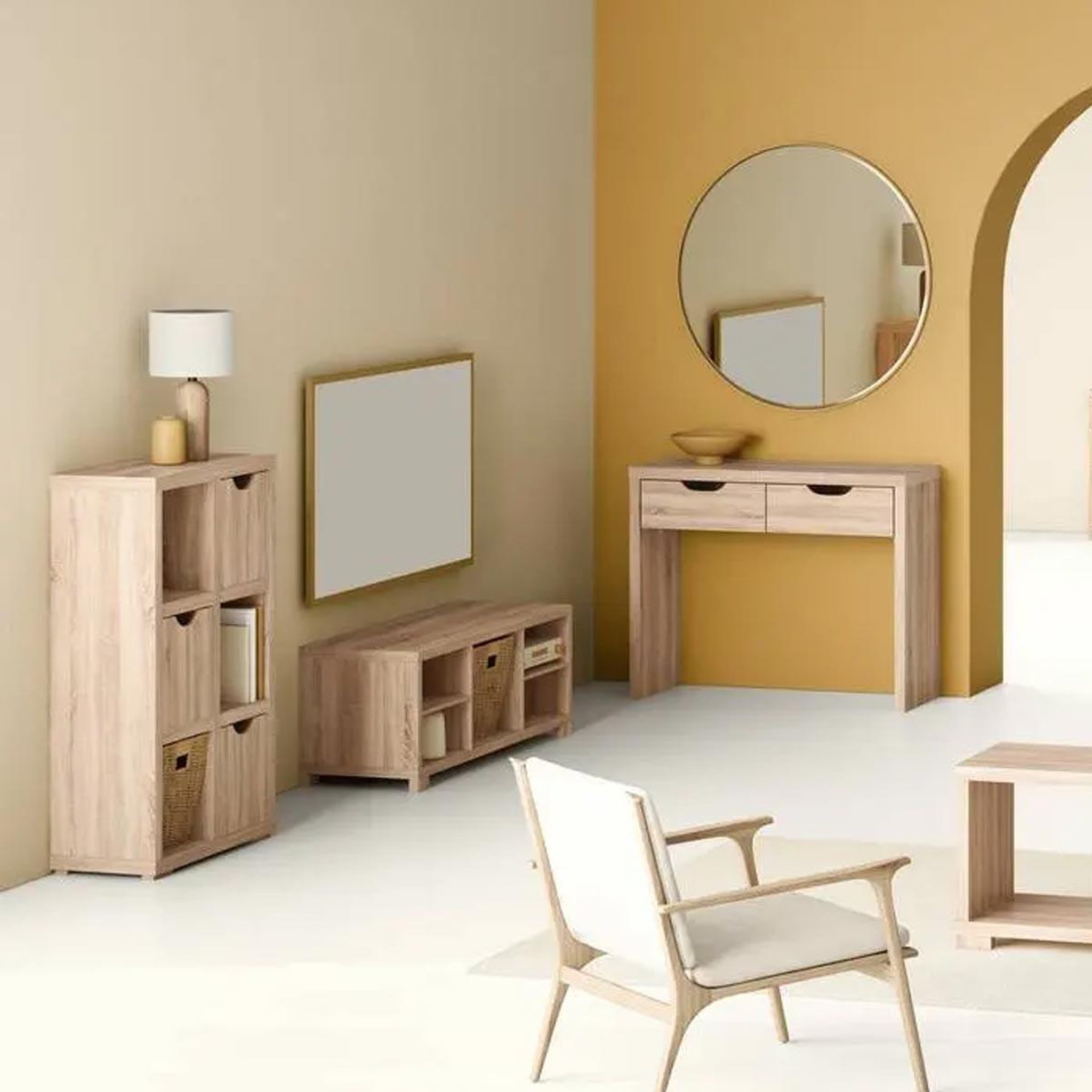 Voir la diapositive 4 : ATMOSPHERA Console 2 tiroirs  bivoak  100cm beige